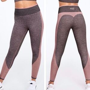 PINK Victoria's Secret Sweetheart SeamlesscWorkout Tights, Gray & Pink, L, NWOT